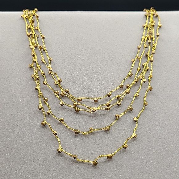 Gold-bead layered necklace - Picture 3 of 4